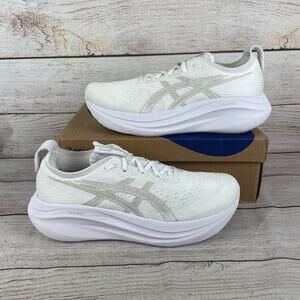 ASICS Gel-Nimbus 27 Mens Sz 12 Running Shoes White Glacier Grey